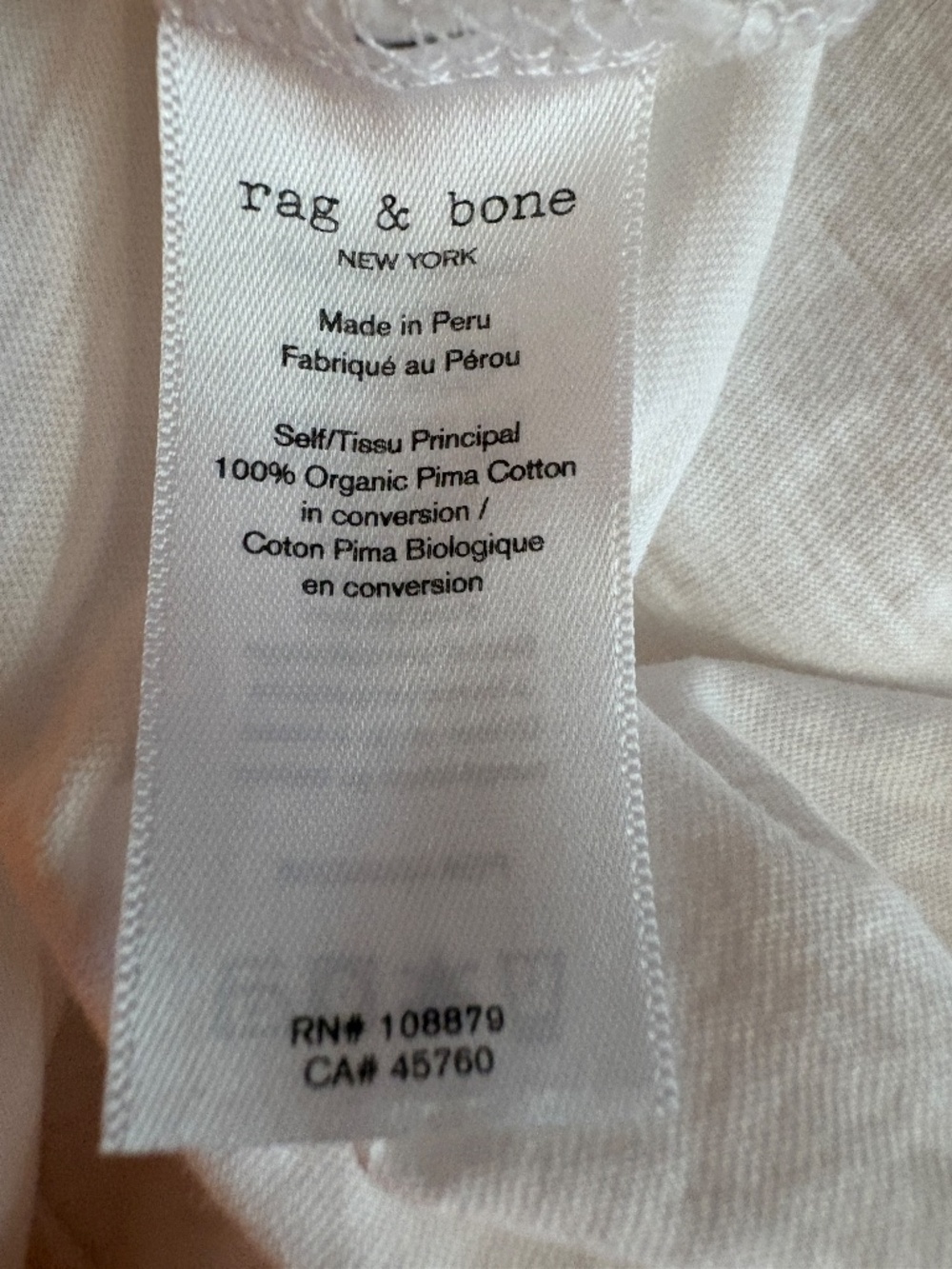 Rag & Bone 100% Organic Pima Cotton White V-Neck Short Sleeve T-Shirt Size Large - Picture 5 of 9